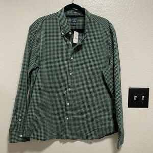 NWT J.Crew Men’s Button Up Slim Tuck Flex Wash Green/Blue Size XXL